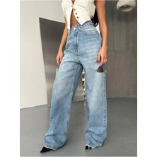 DENİKK Trend Özel Tasarım Düğme Detay Wide Leg Rahat Kalip Palazzo Pantolon