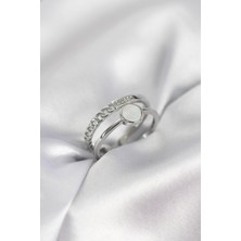 Ett Minimal Queen Yazılı Gümüş Renk Pirinç Kadın Yüzük