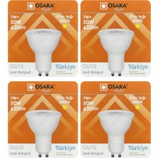 Avarson (4 Adet) Osaka 7W (50W) Sarı Işık (3000K) GU10 Duylu LED Spot Ampul