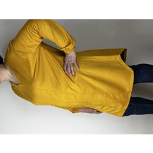 Yaşar Triko Kadın Hardal Uzun Kollu Bilek Lastikli V Yaka Uzun Tunik