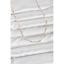 Ett cm 14K Gold Renk Çubuk Kesme Zincir Model 60 cm Kadın Kolye