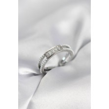 Ett Baget Zirkon Taşlı Gümüş Renk Incili Kadın Yüzük