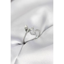 Ett Balık Kuyruğu Model Gümüş Renk Zirkon Taşlı Kadın Yüzük