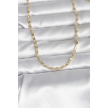 Ett cm 14K Gold Renk Çizgi Lazer Model 60 cm Kadın Kolye