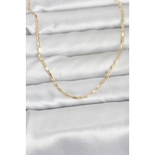 Ett cm 14K Gold Renk Lazerli Zincir Model 60 cm Kadın Kolye