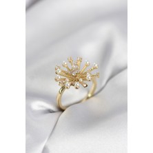 Ett Gold Renk Karahindiba Model Zirkon Taşlı Kadın Yüzük