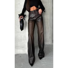 DENİKK Trend Wide Leg Deri Palazzo Pantolon-Trend Wıde Leg Leather Palazzo Trousers-