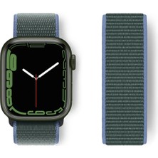 Newface Apple Watch 38MM Hasırlı Cırtcırtlı Kordon - Mavi-Yeşil