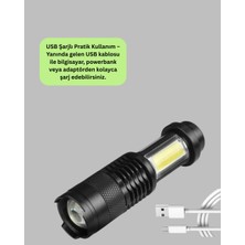 4 Modlu USB Şarjlı LED El Feneri Kamp ve Outdoor