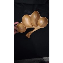 Akkus Wood Ahşap Dört Bölmeli Çerezlik, Meyvelik, Sunum Tabağı, Vitrin Aksesuarı, Ahşap Kase, Ahşap Tabak