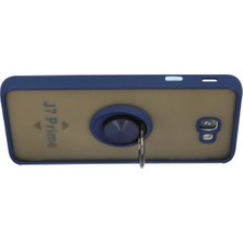 Newface Samsung Galaxy J7 Prime Kılıf Montreal Yüzüklü Silikon Kapak - Lacivert