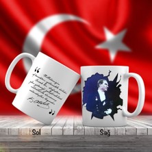 Asilmeydan Gülümseyen Mustafa Kemal Atatürk Yan Portre - Atatürk'ün Sözleri -Kupa Bardak