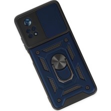 Newface Xiaomi Poco X4 Pro 5g Kılıf Pars Lens Yüzüklü Silikon - Lacivert