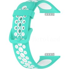 Newface Huawei Watch Fit 2 Spor Delikli Kordon - Turkuaz-Beyaz