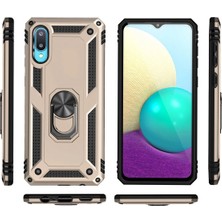 Newface Samsung Galaxy A02 Kılıf Sofya Yüzüklü Silikon Kapak - Gold
