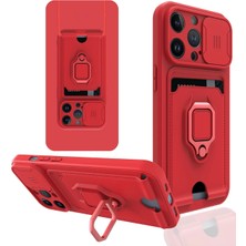 Newface Iphone 14 Pro Max Kılıf Zuma Kartvizitli Yüzüklü Silikon - Kırmızı