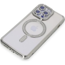Newface Iphone 15 Pro Kılıf Joke Simli Magneticsafe Kılıf - Gümüş