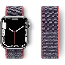 Newface Apple Watch 42MM Hasırlı Cırtcırtlı Kordon - Pembe