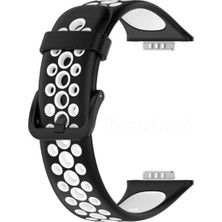 Newface Huawei Watch Fit 2 Spor Delikli Kordon - Siyah-Beyaz