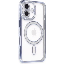 Newface Iphone 16 Plus Kılıf Joke Simli Magneticsafe Kılıf - Mavi