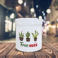 Asilmeydan Kaktüs Küllük Free Hugs Baskılı Kül Tablası K-50