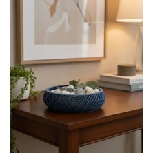 LUNALAB3D Geometrik Kafes Tasarım Dekoratif Kase - Gece Mavisi