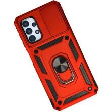 Newface Samsung Galaxy A13 4g Kılıf Pars Lens Yüzüklü Silikon - Kırmızı