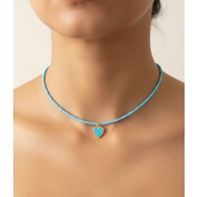 Minel Fashion Mavi Kalpli Mavi Boncuk Kolye