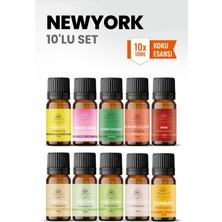 Aroviva New York 10’lu Oda Kokusu Seti – Buhurdanlık Yağı, Difüzör Esansı ve Esansiyel Uçucu Yağ (10ML x 10)