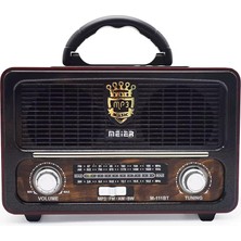 Meier M-111BT Nostaljik Radyo USB Tf Aux Kumandalı Bluetoothlu Fm Am Sw1-2 Radyo Hoparlör
