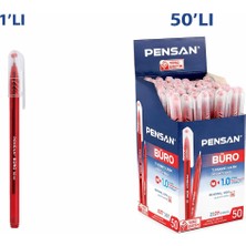 Esranın Dünyası Pensan Büro 2270 Kırmızı Tükenmez Kalem 1.0 mm Medium Yerli Üretim