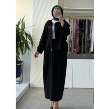 Fuat Gürsen Yarasa Kol Tasarım Tunik Rahat Etek Takım Siyah 5307