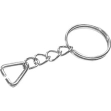 Shoplet Eco Lounge Anahtarlık Halkası, Halka + Zincir + Üçgen, 24MM, Gümüş, Nikel, 1 Adet
