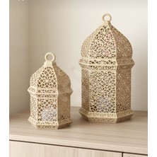 Belle Vie Luxury Bej Oryantal Fener Mumluk Seti — Minimal Lüks Dekoratif Aydınlatma