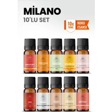 Aroviva Milano 10’lu Oda Kokusu Seti – Buhurdanlık Yağı, Difüzör Esansı ve Esansiyel Uçucu Yağ (10ML x 10)