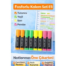 Yuma 792 Fosforlu Kalem Seti 8’li – Neon Renkler Turuncu, Yeşil, Sarı, Pembe Highlighter