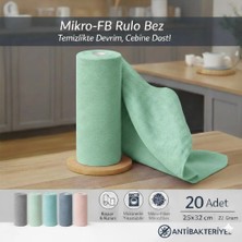 FB Cup (20'li Rulo) Mikro-Fb Çok Amaçlı %100 Mikrofiber Temizlik Bezi 25X32 Kopart Kullan Su Yeşili