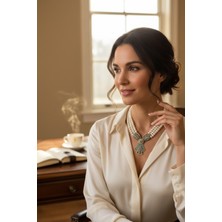 Fayra Accessories Kristal Taşlı Tasarım Inci Kolye