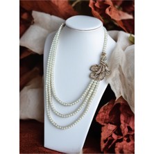 Fayra Accessories Zirkon Taşlı Çiçek Buketi Figürlü Inci Kolye