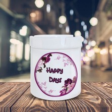 Asilmeydan Mor Çiçeklerle Happy Days Yazı Baskılı Küllük Kül Tablası -3014