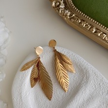  Lente Aksesuar Retro Model Üç Yapraklı Çelik Küpe
