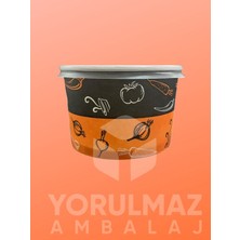 Yorulmaz Ambalaj ✅ 50 Adet 16 Oz Karton Kağıt Aşure – Çorba – Tatlı – Yemek Kasesi | Plastik Kapaklı | Sızdırmaz |