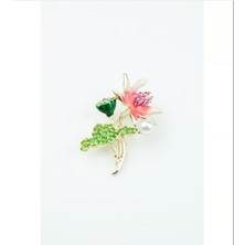 TrendyChic Zirkon Taşlı Lotus Çiçeği Figür Broş