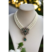 Fayra Accessories Kristal Taşlı Su Damlası Sallantılı Tasarım Inci Kolye