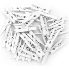 K-Yonlineticaret 100'LÜ Beyaz Ahşap Mandal 2.5cm (10'lu PAKET-1000 Adet)