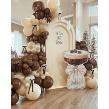 100 Adet Kahverengi ve Bej Rengi Balon ve 5 Metre Balon Zinciri Doğum Günü Balon Retro