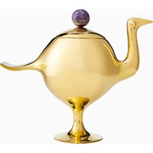 Jonathan Adler Bird Pirinç-Ametist Detaylı, Lüks Koleksiyonluk Dekoratif Kutu