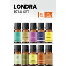 Aroviva Londra 10’lu Oda Kokusu Seti – Buhurdanlık Yağı, Difüzör Esansı ve Esansiyel Uçucu Yağ (10ML x 10)