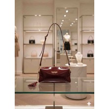 Colorshere Kadın Bordo Rugan Omuz Çantası | Gold Detaylı, Püsküllü Şık Tasarım