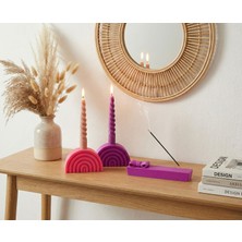 Dekoratif Gökkuşağı Form Ikili Mumluk Seti – Renkli Modern Masa Üstü Mumluk